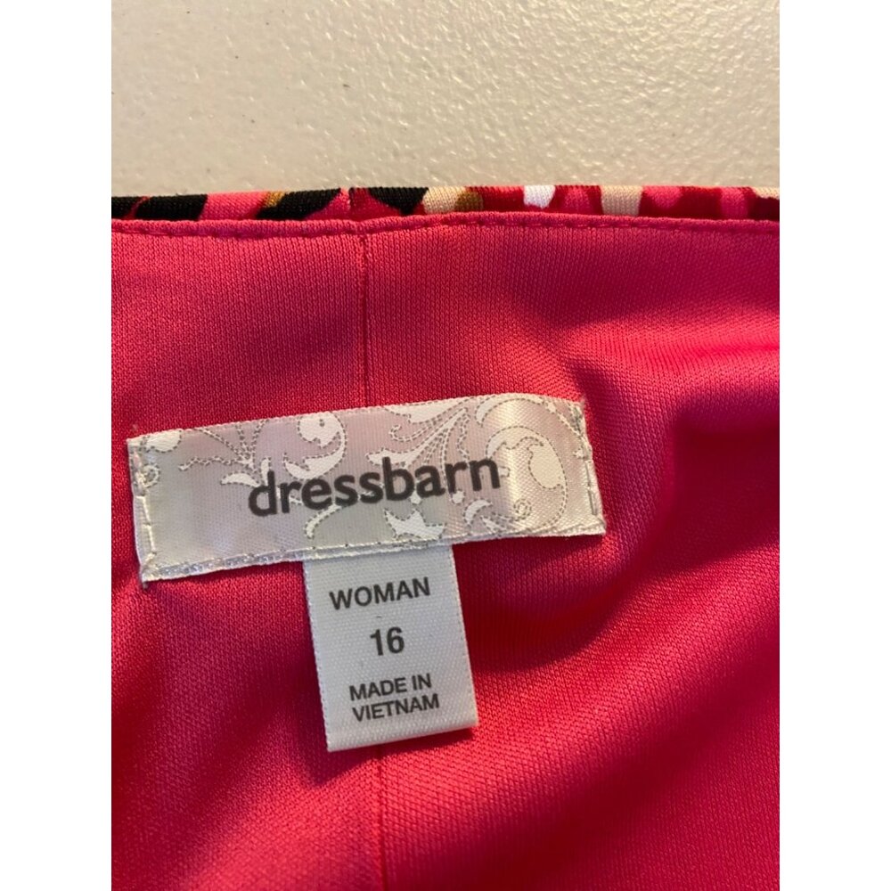 Dressbarn Dress Multicolored Pink Black Sleeveless Ruched Waist Size 16 - Picture 4 of 9